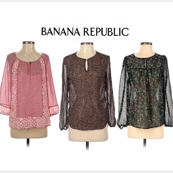 BUNDLE!! BANANA REPUBLIC - 3 printed blouses (size XS) - Picture 1 of 16